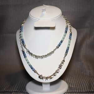 Elegant Silver and Blue Beaded Necklace